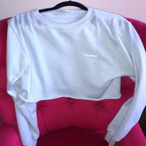 Light blue Long sleeve crop top